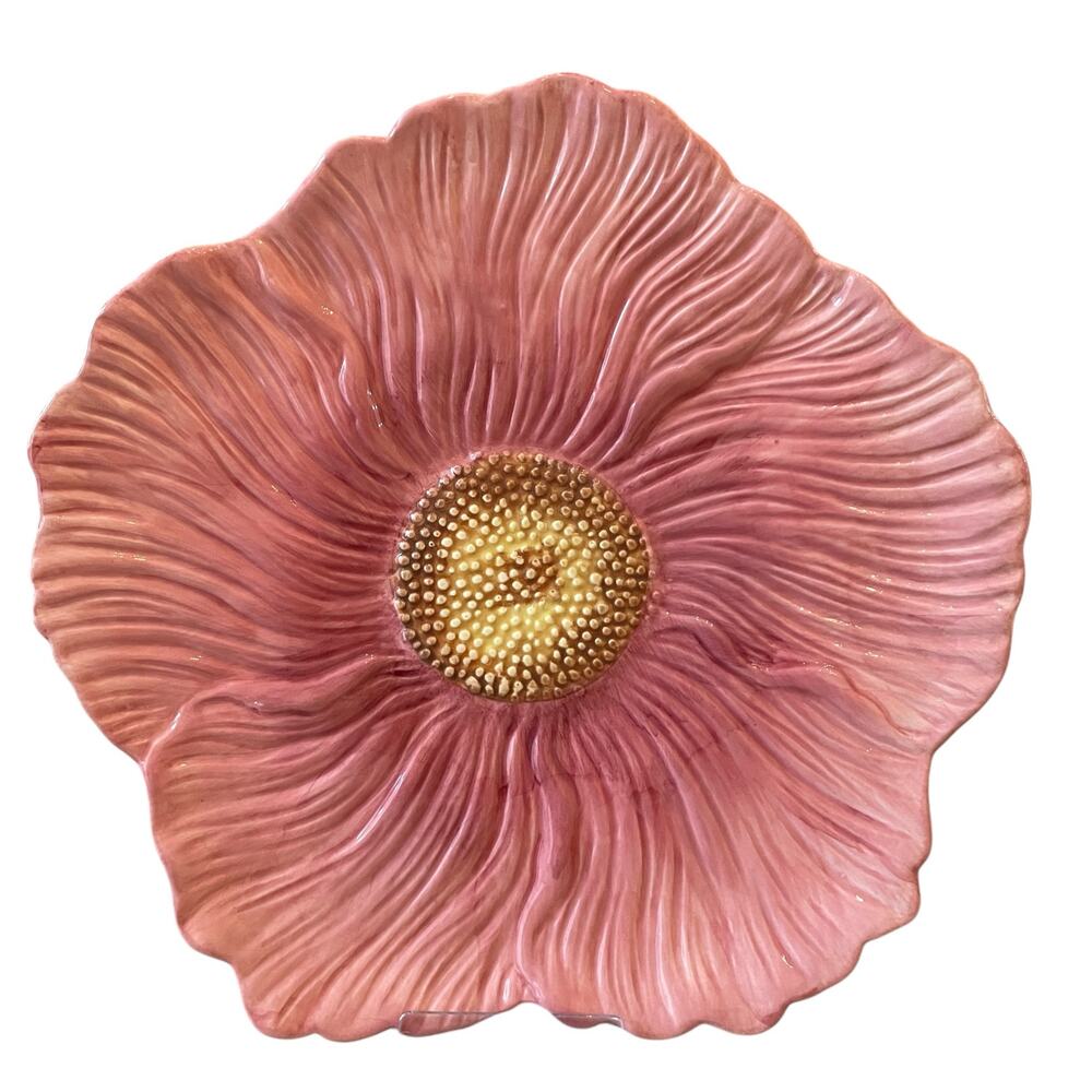 Maxcera Pink Floral Ceramic Dinner Plates 10in Set of 4 Spring New